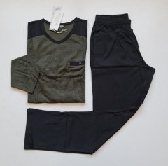 Pijadore Uzun Kol Yeşil Yazlık Erkek Pijama Takım