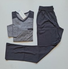 Pijadore Uzun Kol Gri Yazlık Erkek Pijama Takım