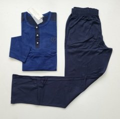 Pijadore Uzun Kol Mavi Yazlık Erkek Pijama Takım