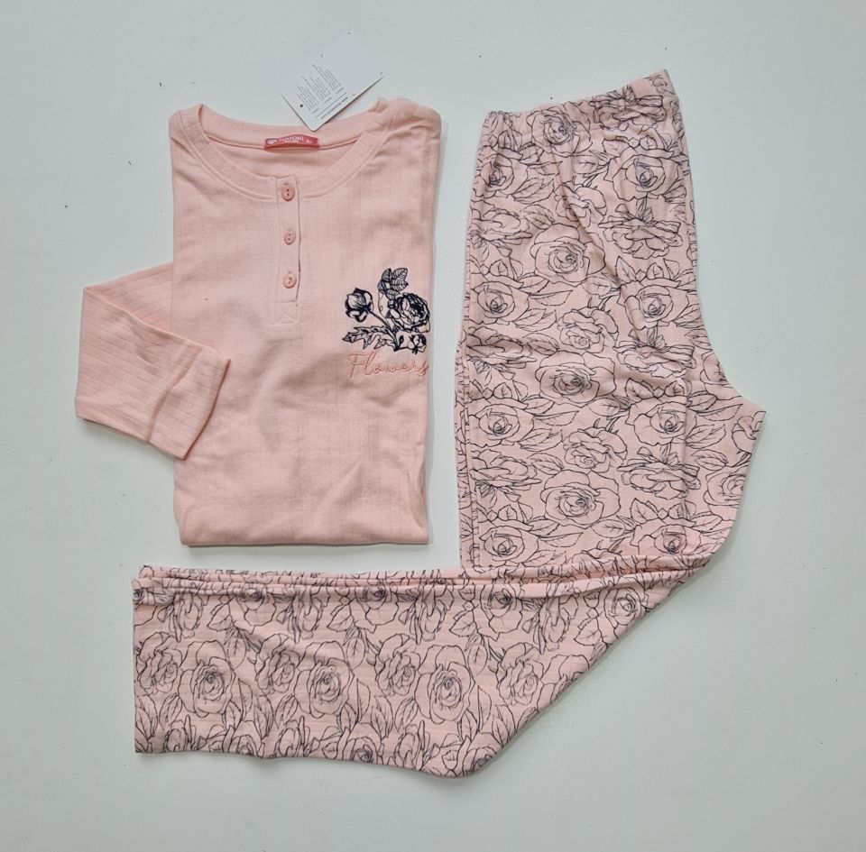 Senfoni Uzun Kol Kadın Somon İnterlok Pijama Takım