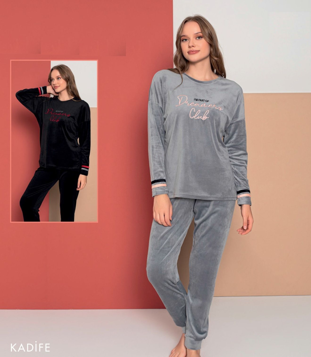 Senfoni Kadın Siyah Kadife Pijama Takım