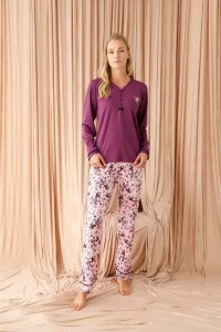 Pijamoni Uzun Kol Yazlık Kadın Pijama Takım