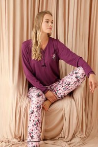 Pijamoni Uzun Kol Yazlık Kadın Pijama Takım