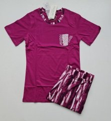 Pijadore Mor Kısa Kol Yazlık Kadın Pijama Takım