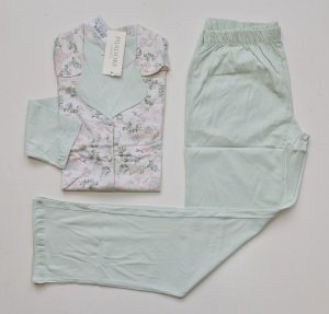Pijadore Yeşil Uzun Kol Yazlık Kadın Pijama Takım