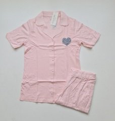 Pijadore Pembe Kısa Kol Yazlık Kadın Pijama Takım