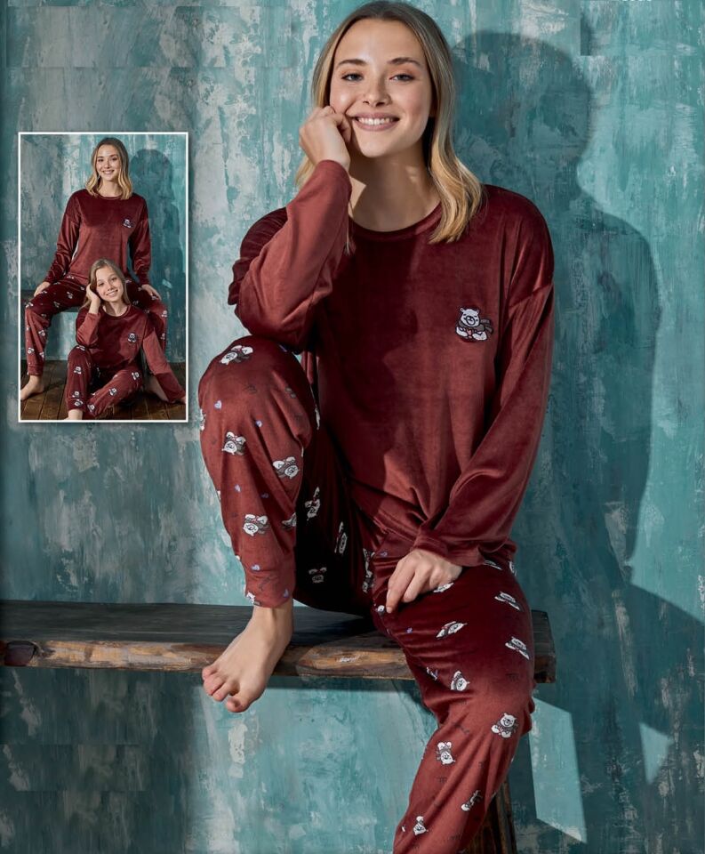 Kadın Kışlık Kadife Pijama Takım