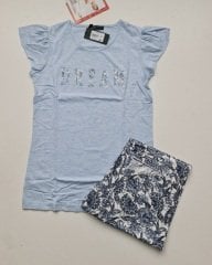 Mod Kısa Kol Yazlık Kadın Şortlu Pijama Takım L