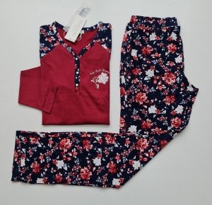 Pijadore Bordo Uzun Kol Yazlık Kadın Pijama Takım