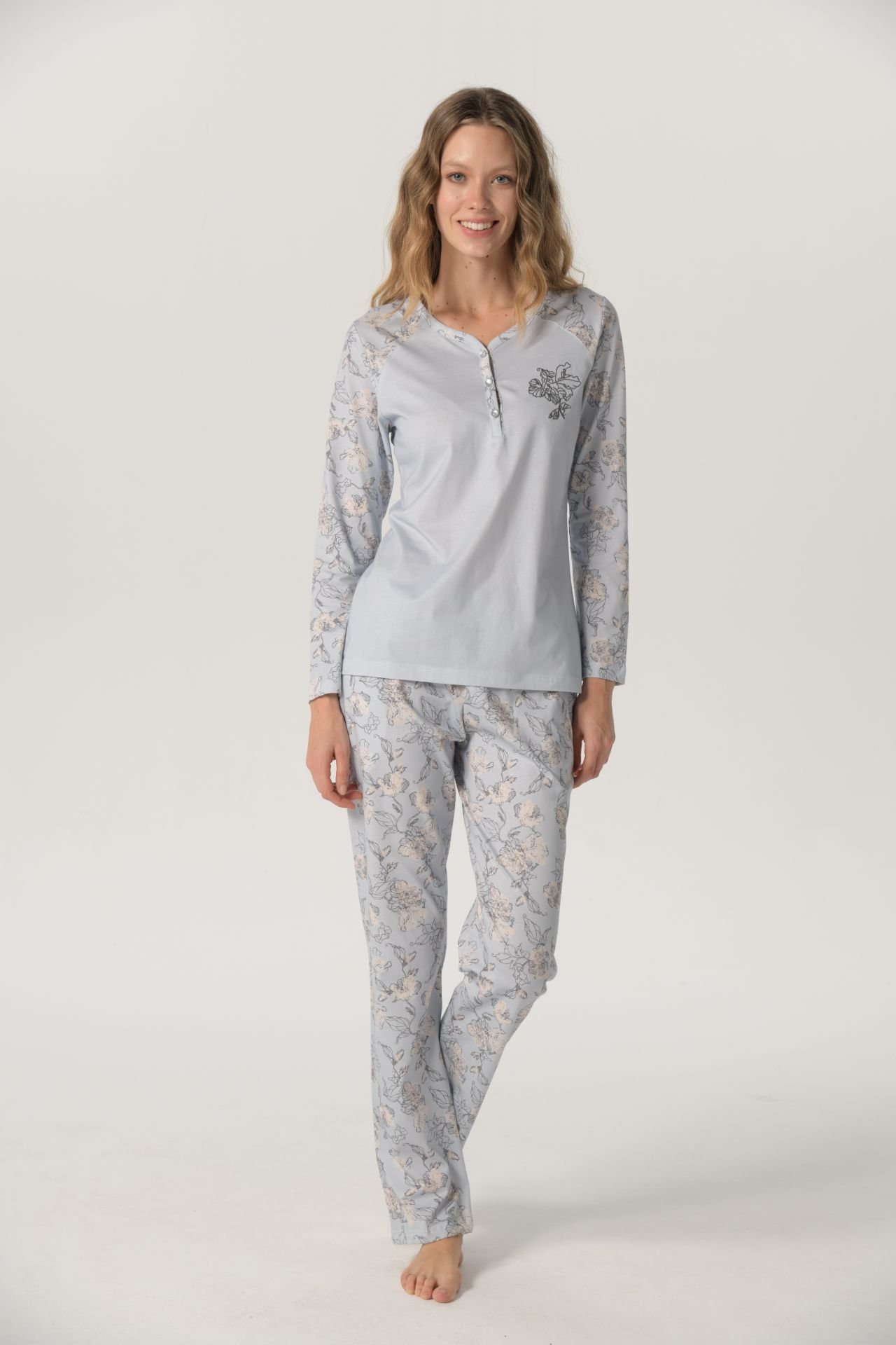 Pijadore Uzun Kol Yazlık Kadın Pijama Takım
