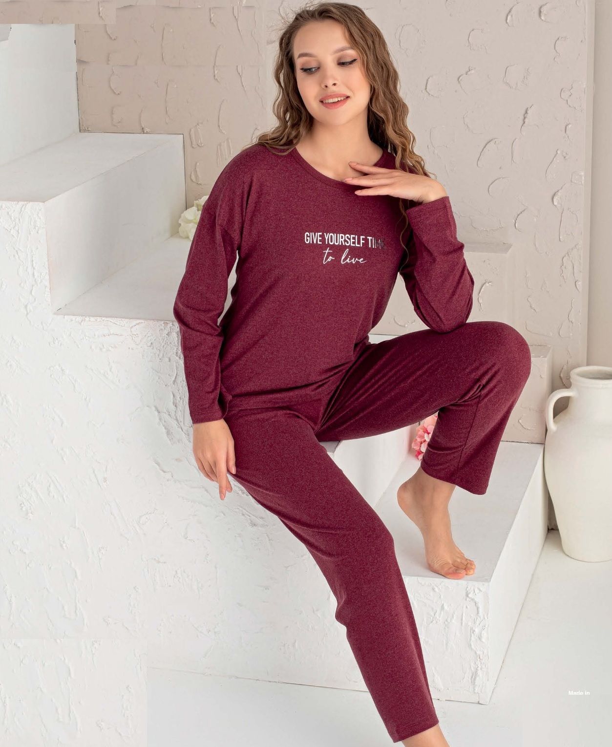 Arcan Kışlık Yün Viskon Kadın Pijama Takım