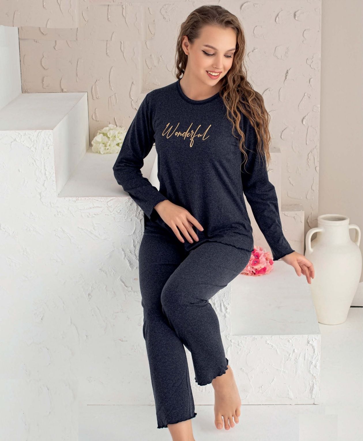 Arcan Kışlık Yün Viskon Kadın Pijama Takım