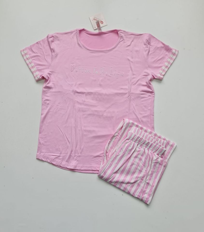 Pijamoni Kısa Kol Yazlık Kadın Pijama Takım
