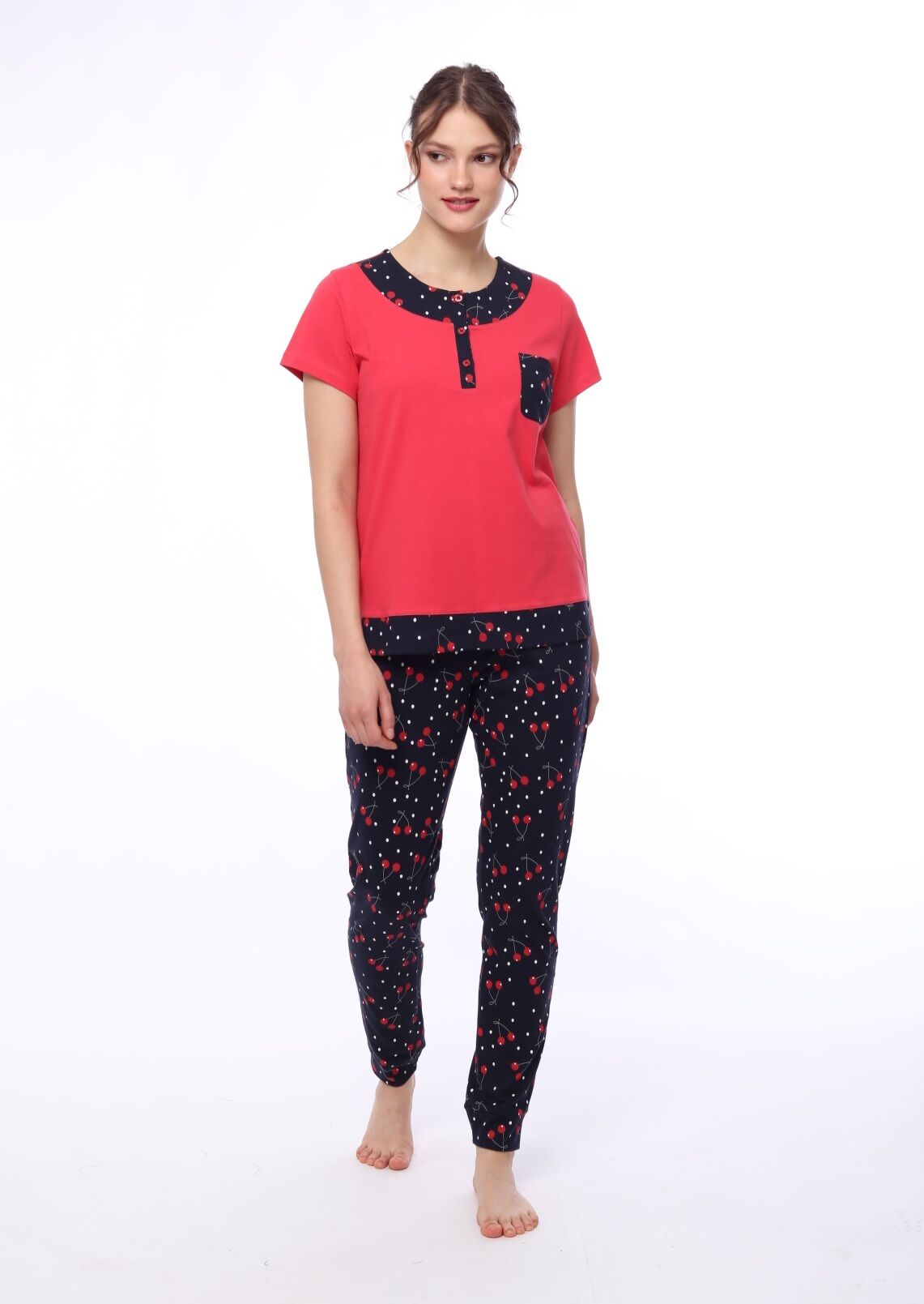 Pijadore Kısa Kol Yazlık Kadın Pijama Takım