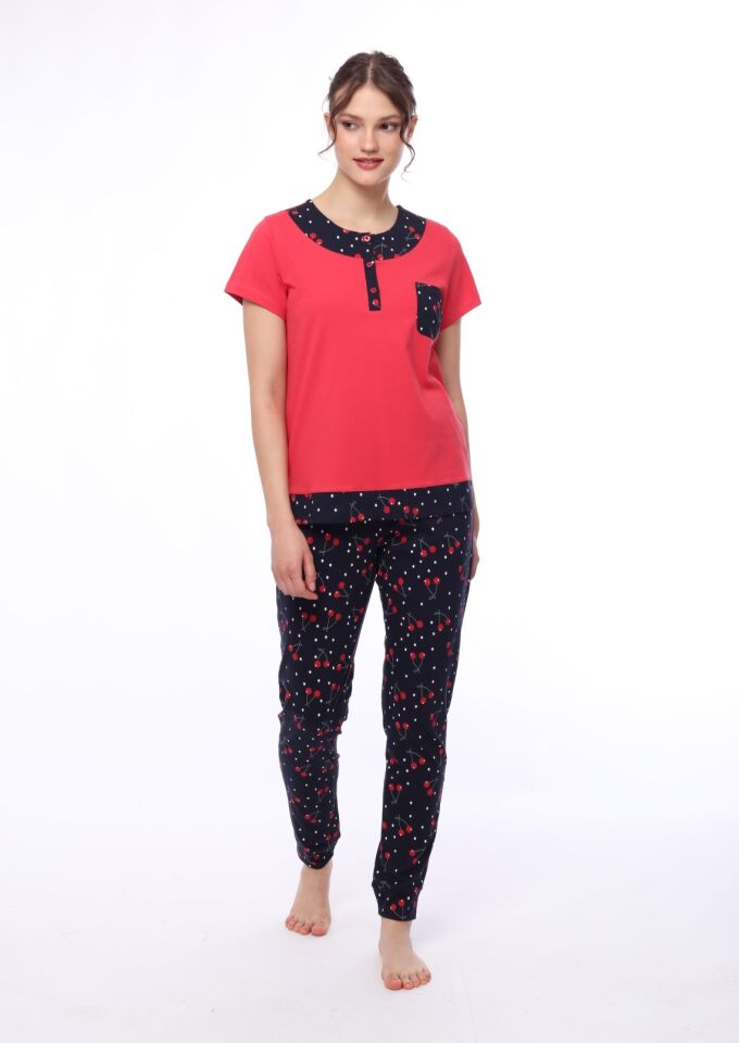 Pijadore Kısa Kol Yazlık Kadın Pijama Takım