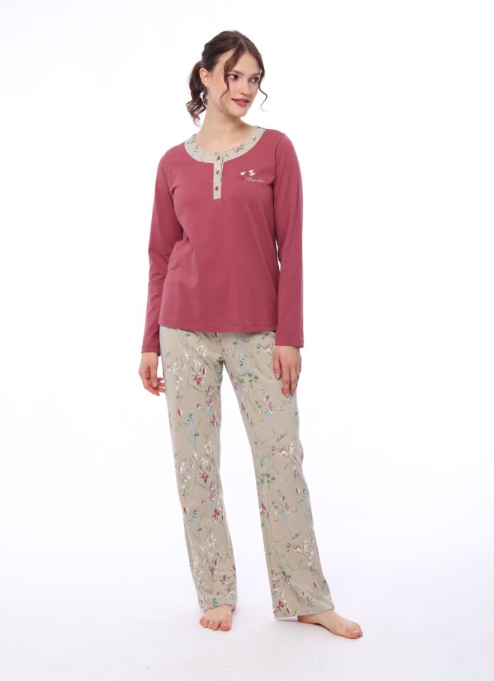Pijadore Uzun Kol Yazlık Kadın Pijama Takım