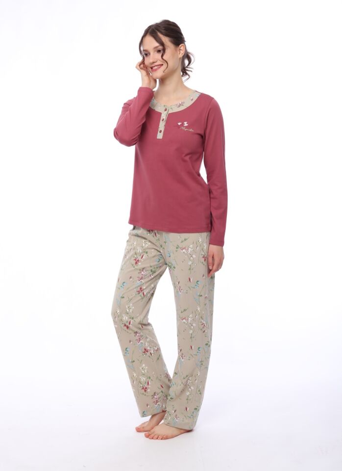 Pijadore Uzun Kol Yazlık Kadın Pijama Takım