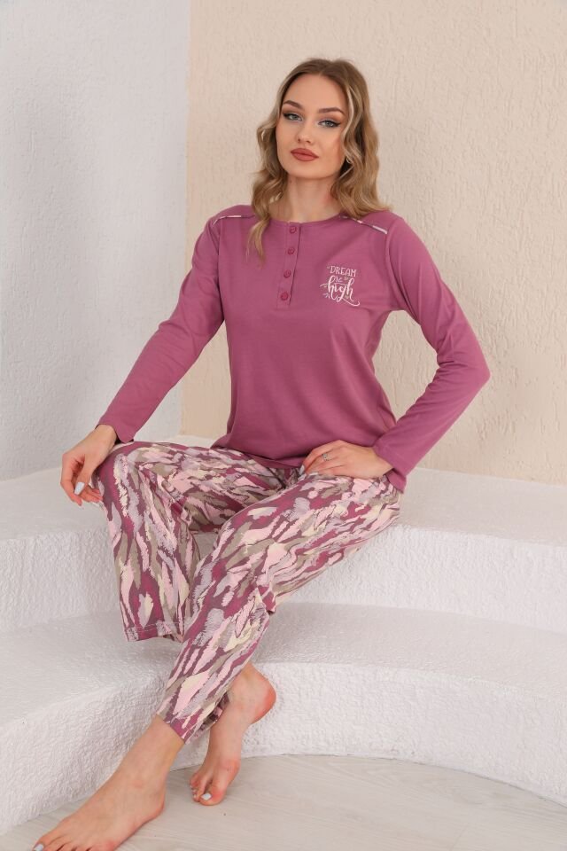 Over Sleep Uzun Kol Yazlık Kadın Pijama Takım