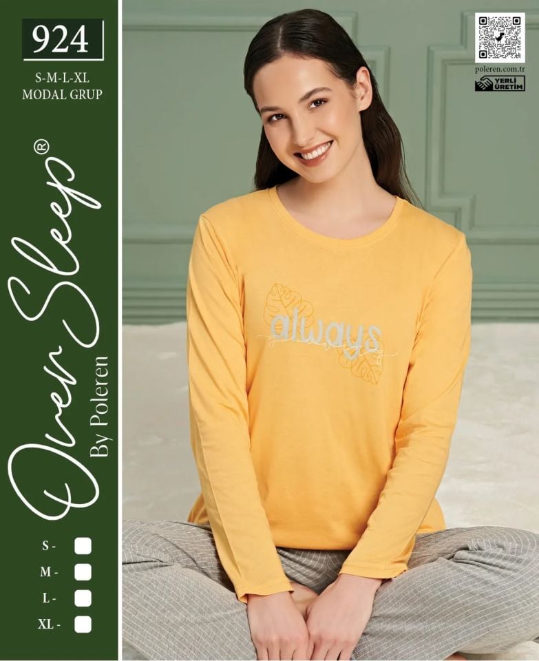 Over Sleep Uzun Kol Yazlık Kadın Pijama Takım