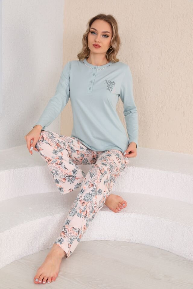 Over Sleep Uzun Kol Yazlık Kadın Pijama Takım