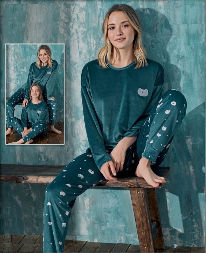 Kadın Kışlık Kadife Pijama Takım