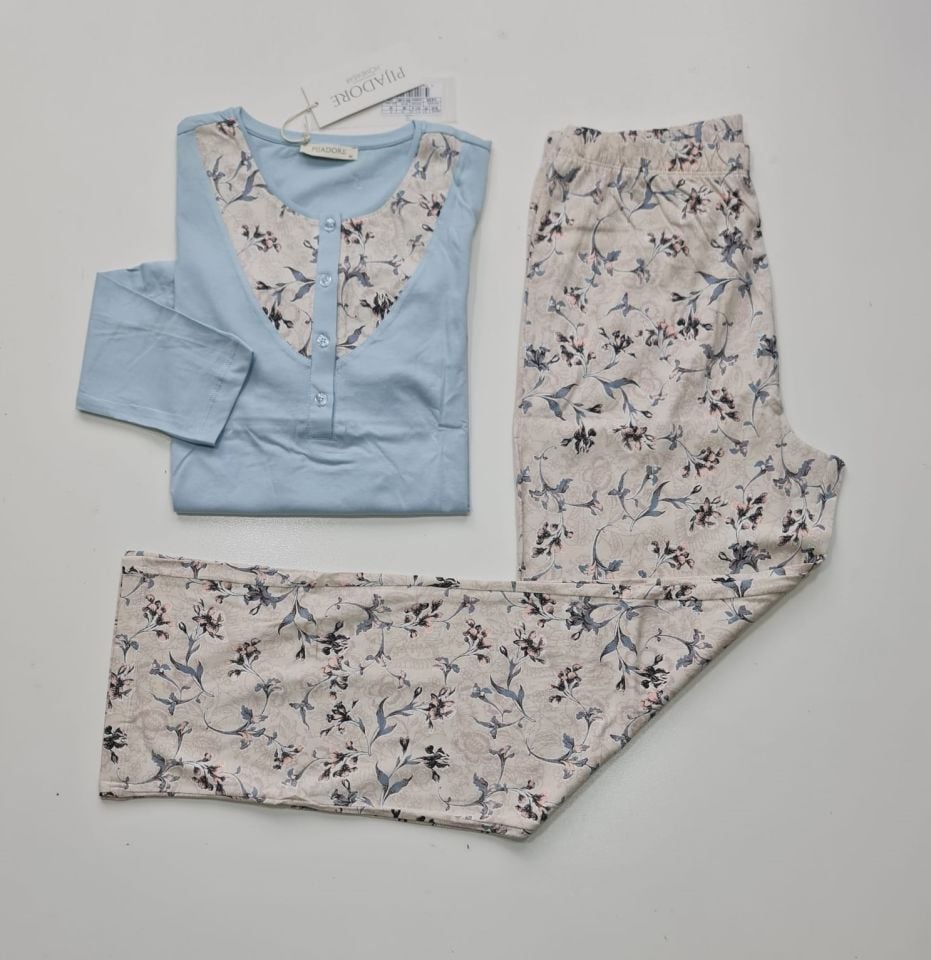 Pijadore Uzun Kol Yazlık Kadın Pijama Takım