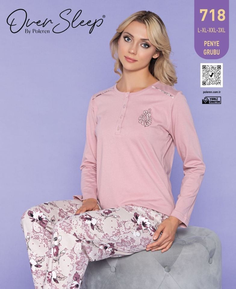 Over Sleep Uzun Kol Yazlık Kadın Pijama Takım