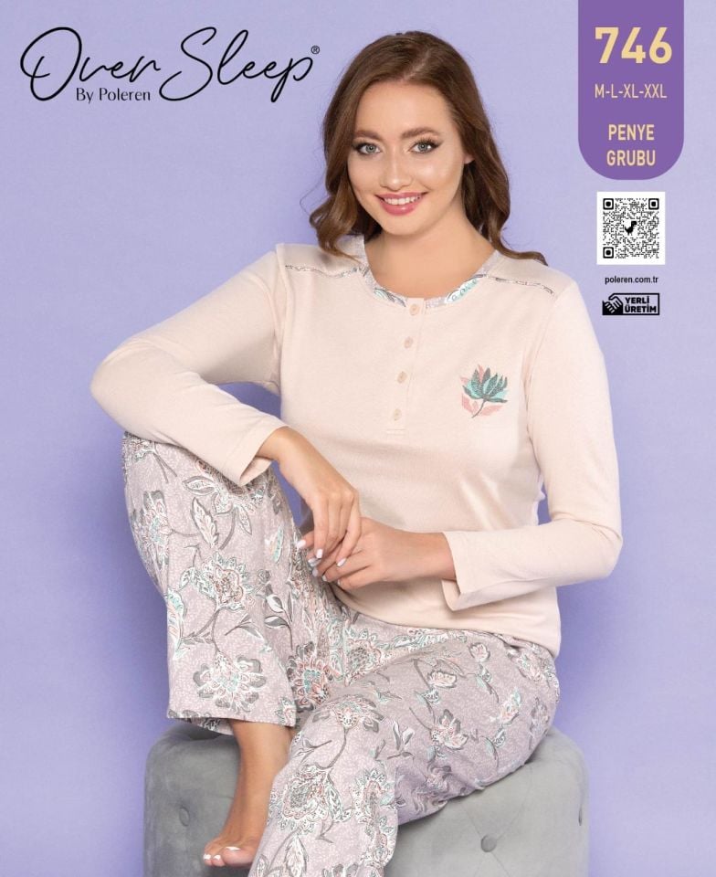 Over Sleep Uzun Kol Yazlık Kadın Pijama Takım