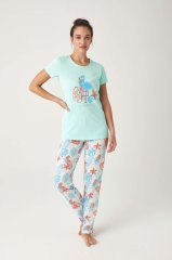 Mod Yeşil Kısa Kol Yazlık Kadın Pijama Takım