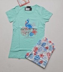 Mod Yeşil Kısa Kol Yazlık Kadın Pijama Takım