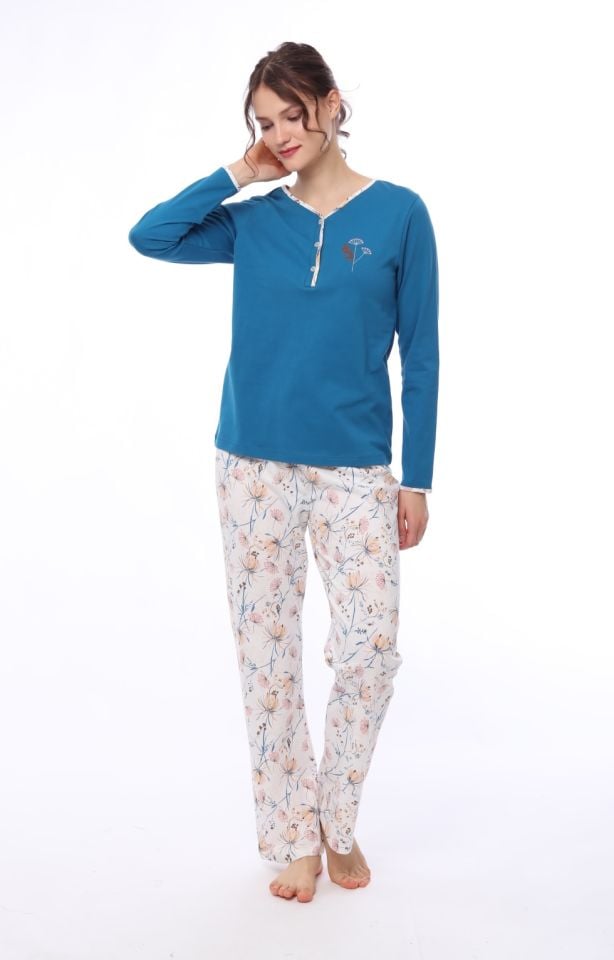 Pijadore Uzun Kol Yazlık Kadın Pijama Takım