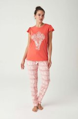 Mod Turuncu Kısa Kol Yazlık Kadın Pijama Takım