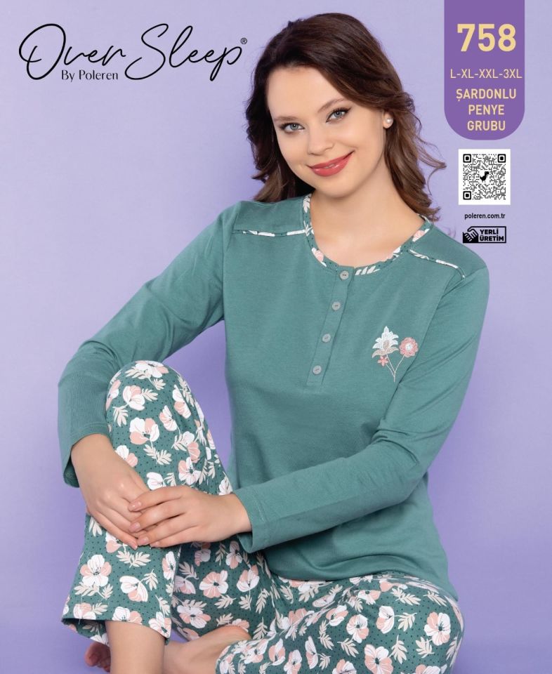 Over Sleep Uzun Kol Yazlık Kadın Pijama Takım