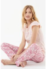 Mod Pembe Kısa Kol Yazlık Kadın Pijama Takım