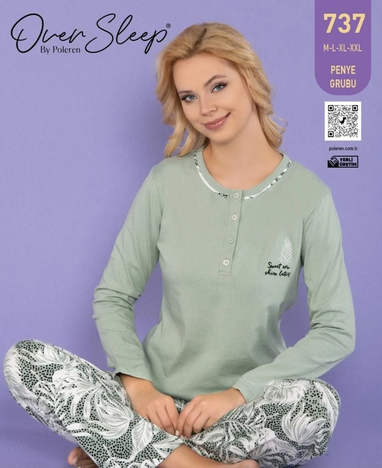 Over Sleep Uzun Kol Yazlık Kadın Pijama Takım