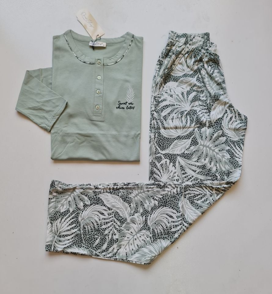 Over Sleep Uzun Kol Yazlık Kadın Pijama Takım