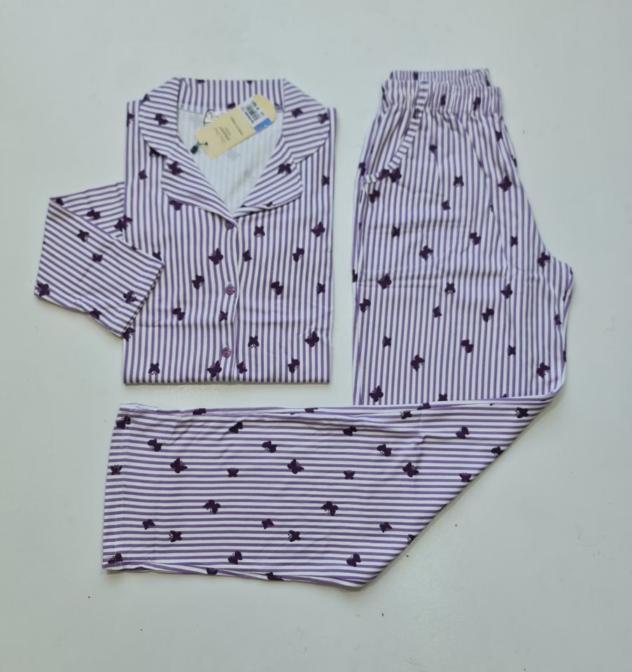 Over Sleep Uzun Kol Yazlık Önü Düğmeli Kadın Pijama Takım