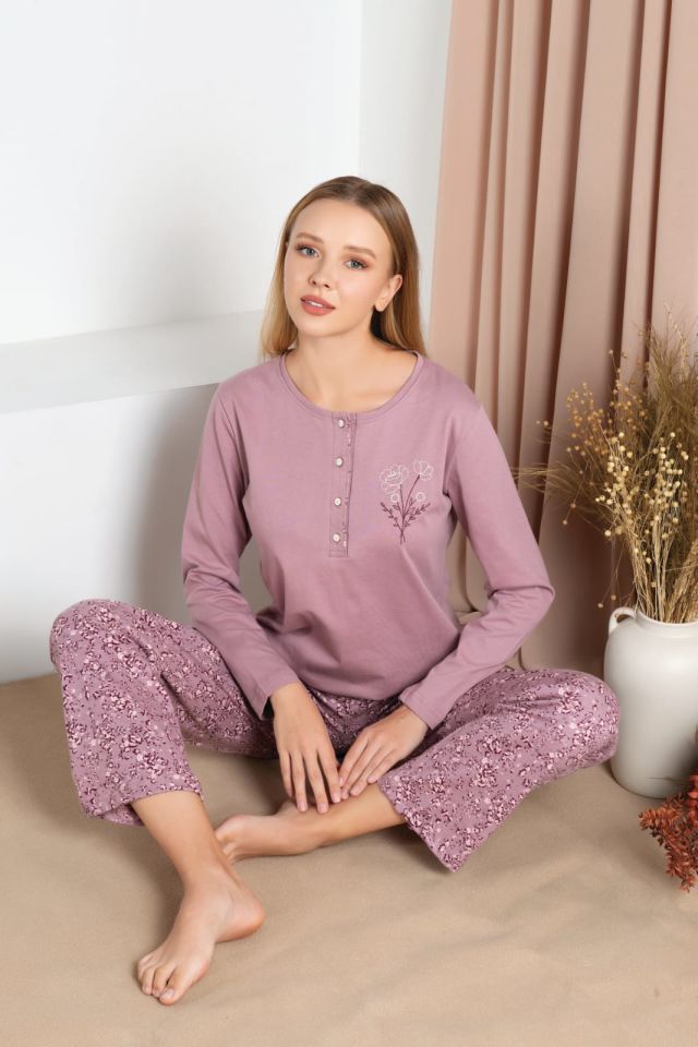 Over Sleep Uzun Kol Mevsimlik Kadın Pijama Takım