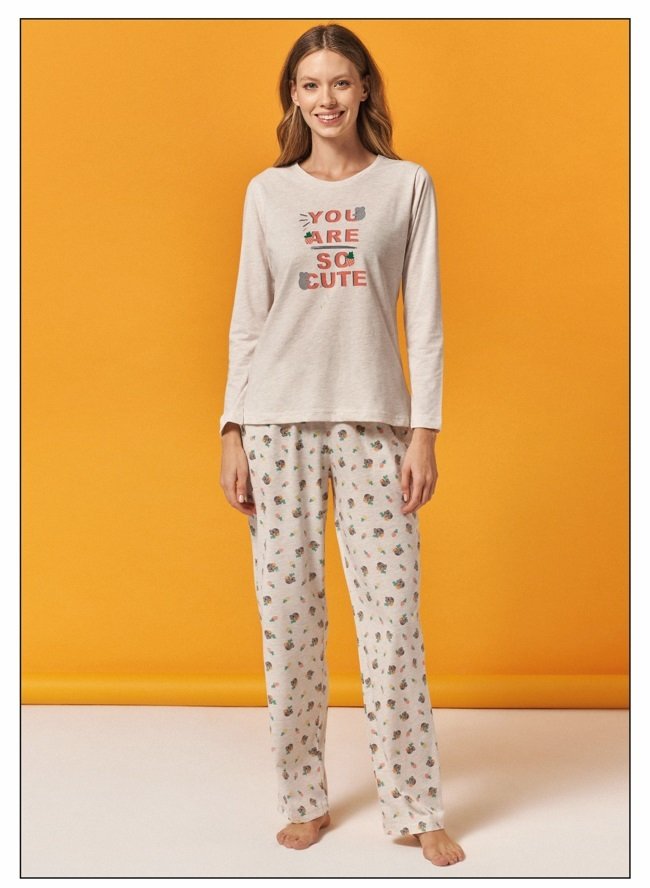 Over Sleep Uzun Kol Yazlık Kadın Pijama Takım