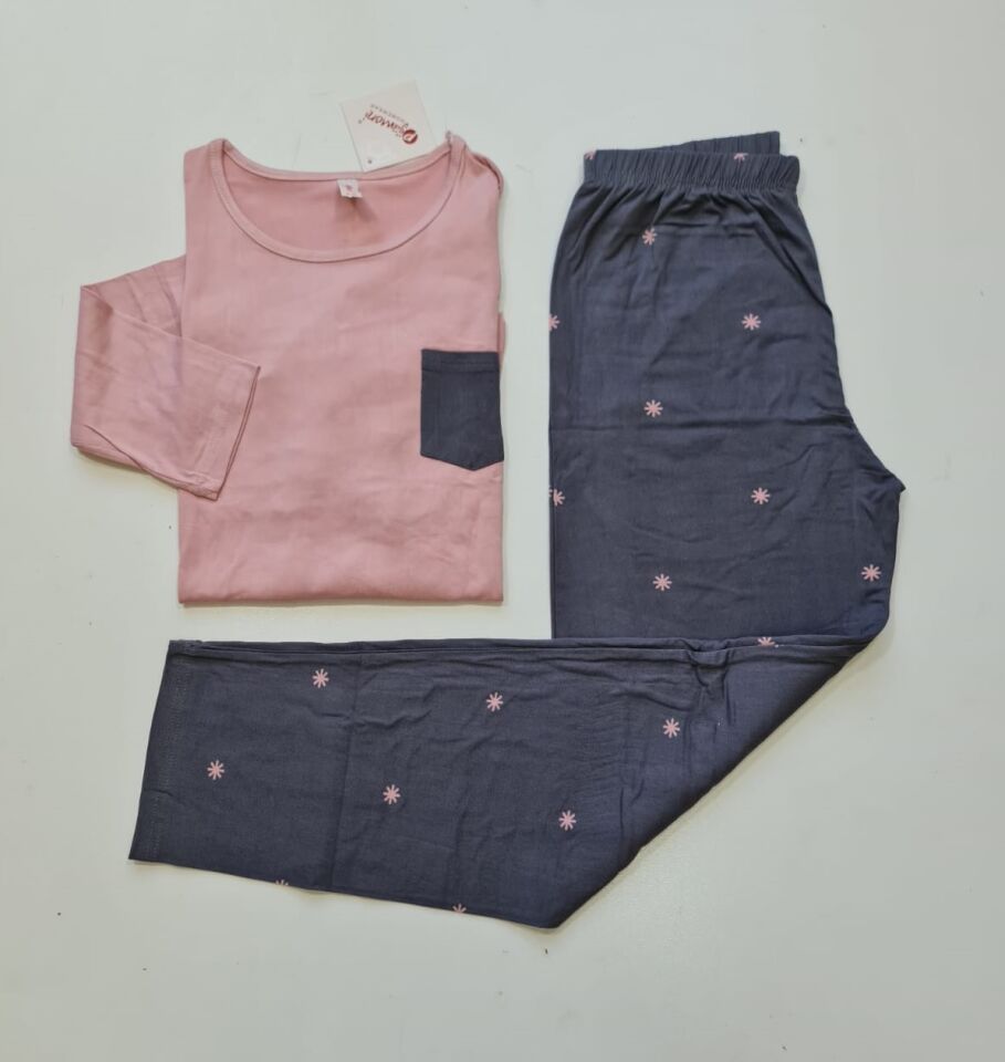 Pijamoni Uzun Kol Yazlık Kadın Pijama Takım