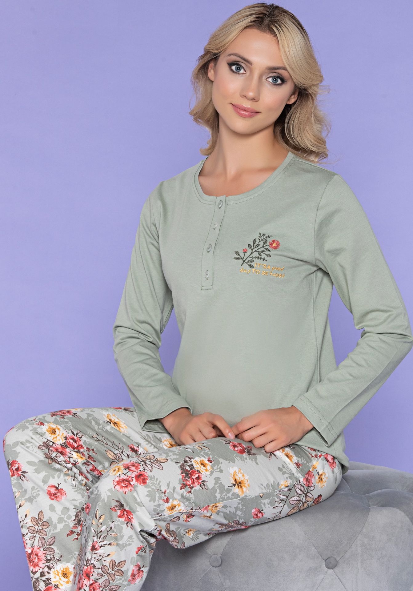 Over Sleep Uzun Kol Kışlık Kadın Pijama Takım