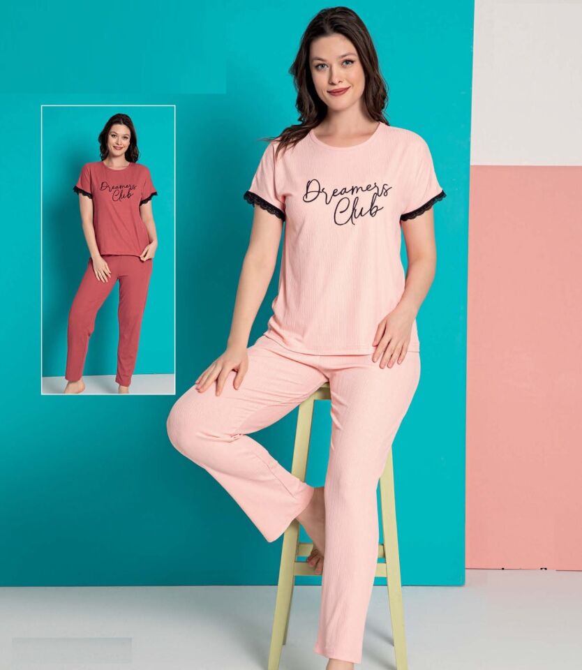 Senfoni Kısa Kol Yazlık Kadın Kaşkorse Pijama Takım