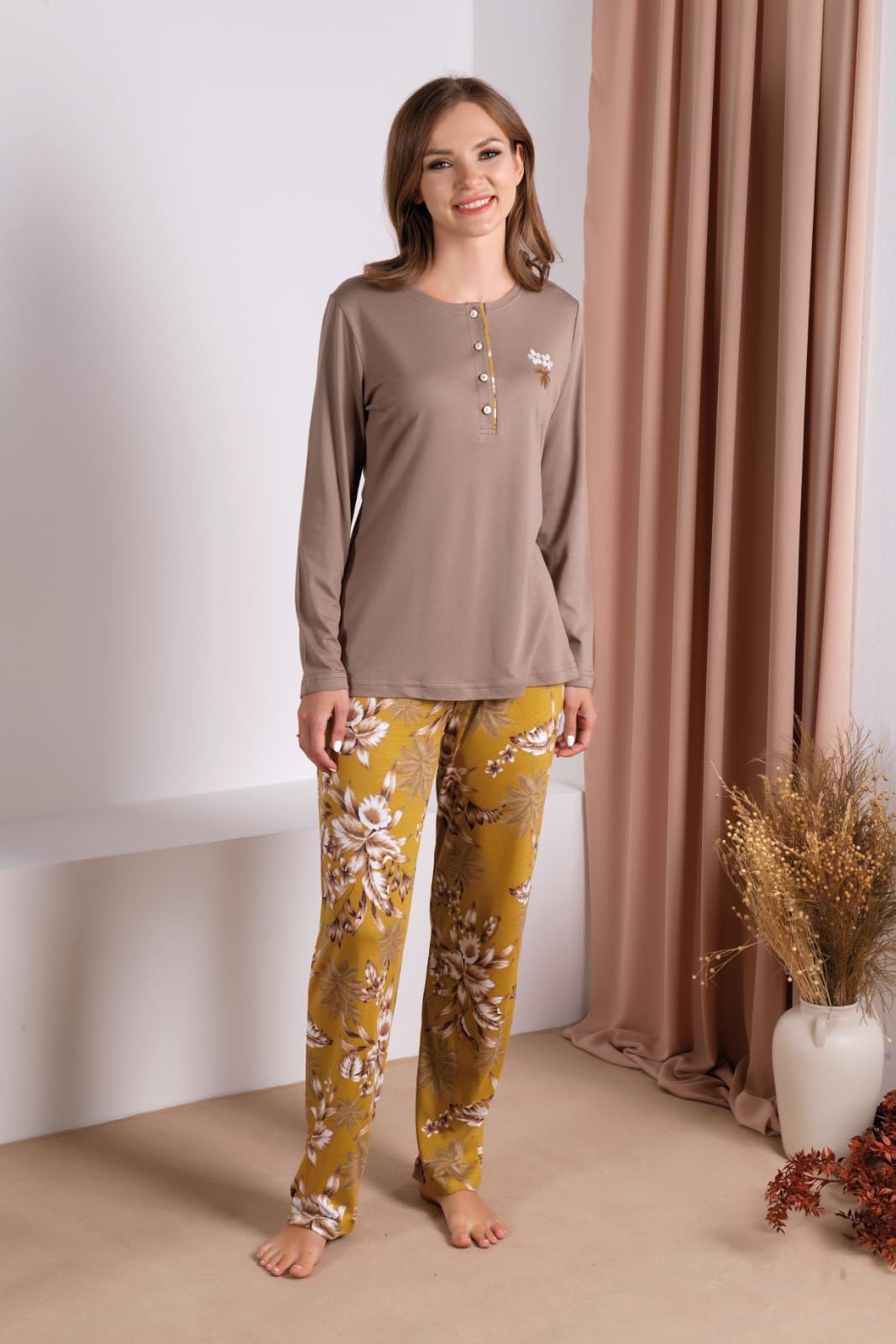 Over Sleep Uzun Kol Mevsimlik Kadın Pijama Takım