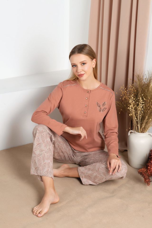 Over Sleep Uzun Kol Mevsimlik Kadın Pijama Takım