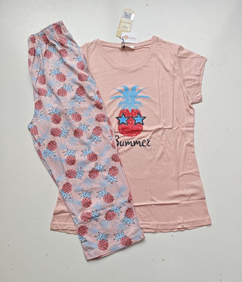 Over Sleep Kısa Kol Yazlık Kadın Kapri Pijama Takım