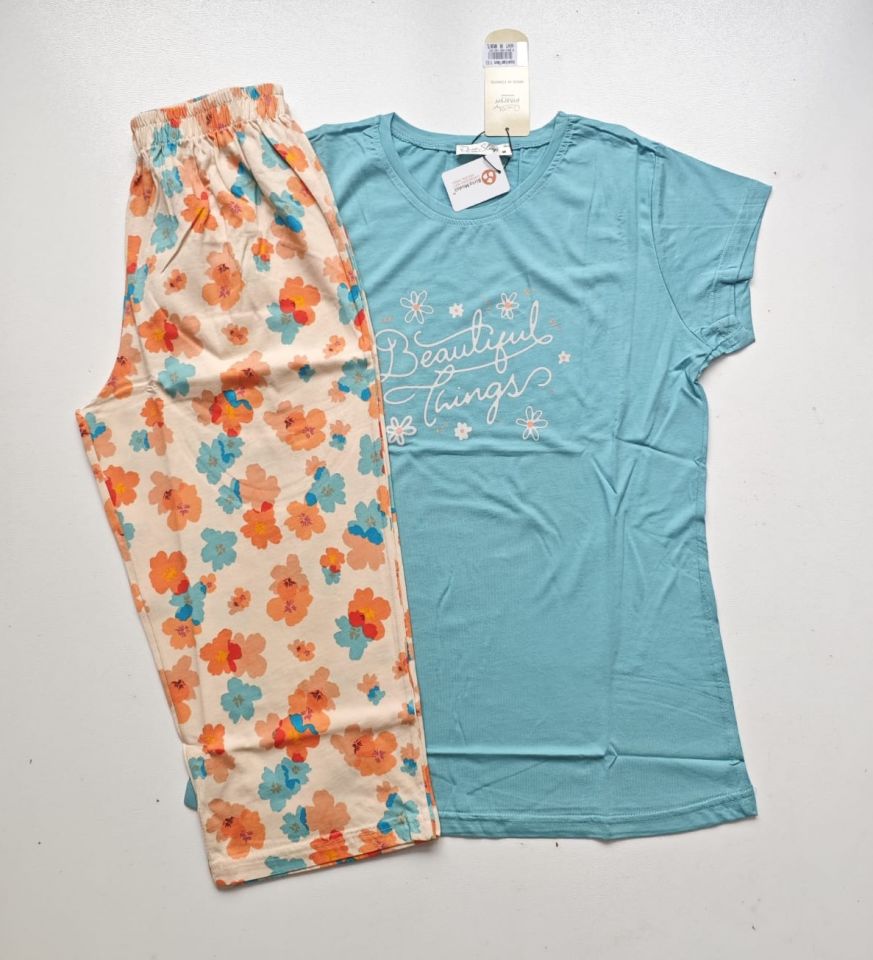Over Sleep Kısa Kol Yazlık Kadın Kapri Pijama Takım