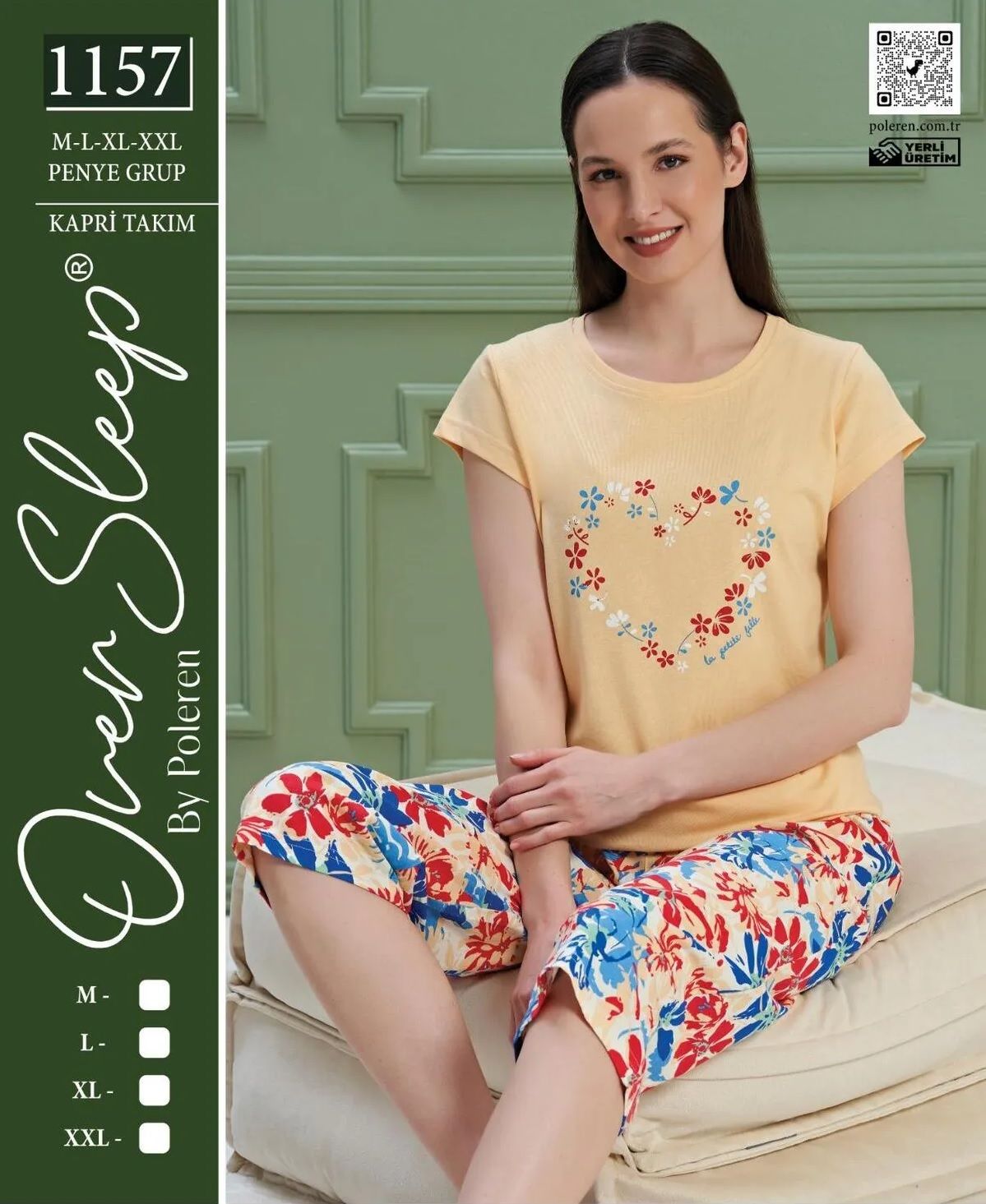 Over Sleep Kısa Kol Yazlık Kadın Kapri Pijama Takım