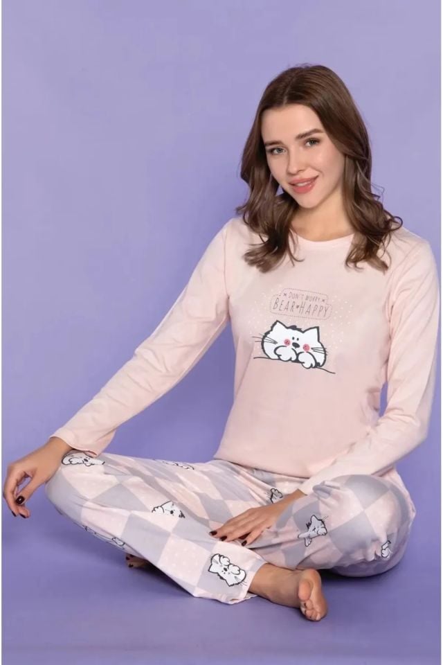 Over Sleep Uzun Kol Yazlık Kadın Pijama Takım