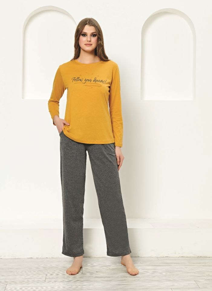 Over Sleep Uzun Kol Yazlık Kadın Pijama Takım