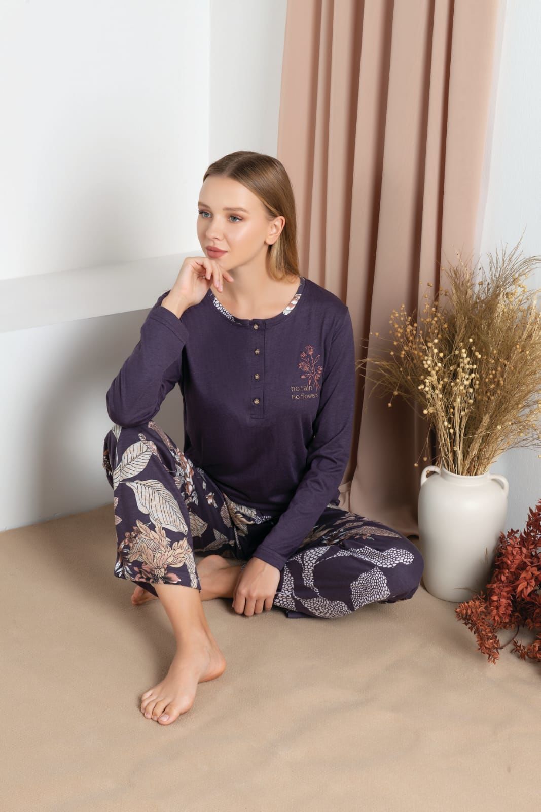 Over Sleep Uzun Kol Mevsimlik Kadın Pijama Takım